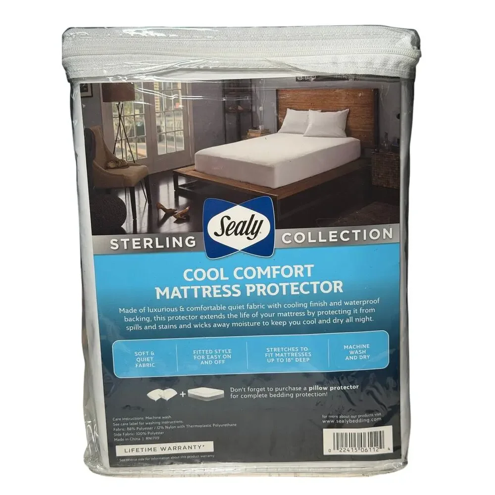 Sealy Sterling Collection Cool Comfort Full Fitted Mattress Protector White